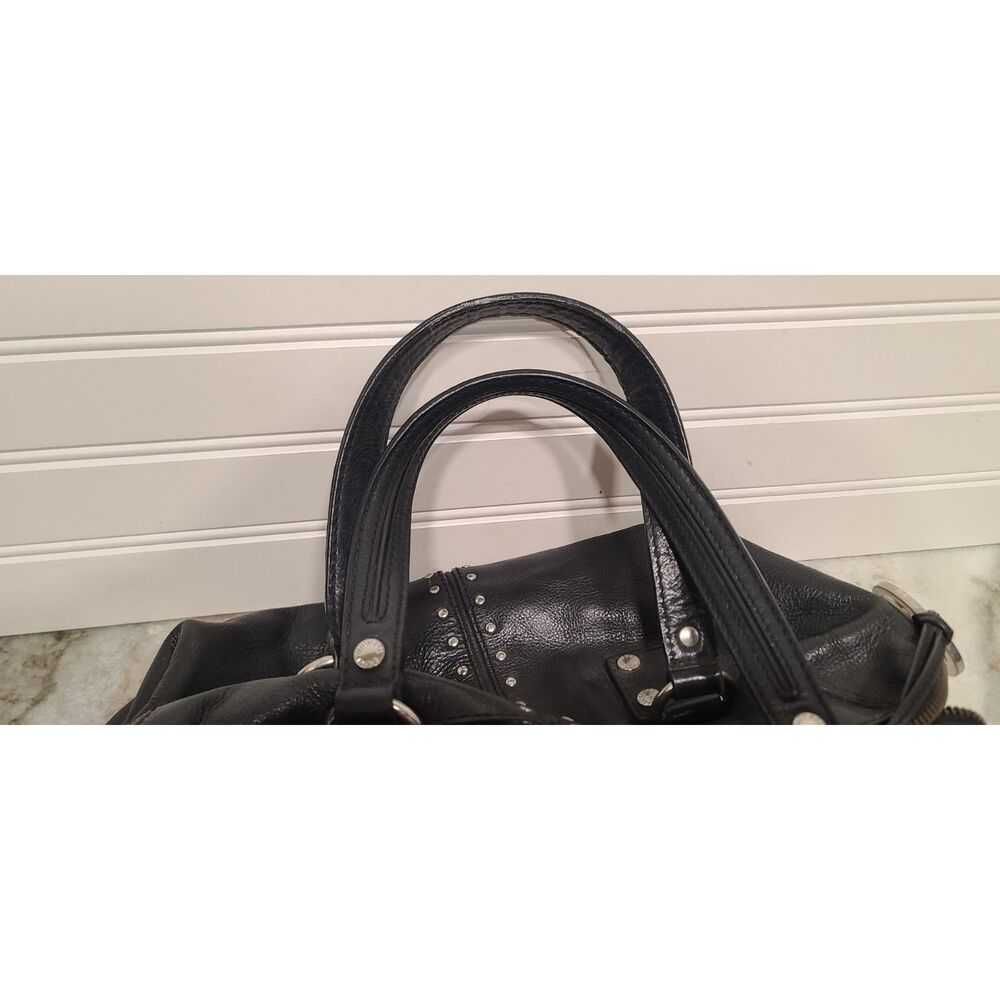 Michael Kors Black Leather Astor Studded Satchel Bag W/Silver Hardware - Picture 4 of 7